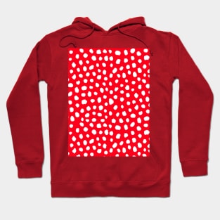 Red and White Dalmatian Print, Polka Dot Hoodie